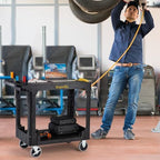 Heavy Duty Plastic Flat Top Utility Work Cart, 37 x 18.8 in, Black in Black, alternate view 2
