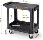 Heavy Duty Plastic Flat Top Utility Work Cart, 37 x 18.8 in, Black in Black, alternate view 3