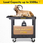 Heavy Duty Plastic Flat Top Utility Work Cart, 37 x 18.8 in, Black in Black, alternate view 6