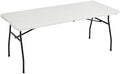 Heavy Duty Portable Folding Table, 6 ft, Indoor & Outdoor, Fold-in-Half Design with Carrying Handle, White in