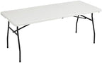 Heavy Duty Portable Folding Table, 6 ft, Indoor & Outdoor, Fold-in-Half Design with Carrying Handle, White in
