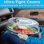 Heavy Duty, Recyclable 16 in. Serving Tray and Lid 3pk. Large, Black Plastic Party Platters with Clear Lids, alternate view 6