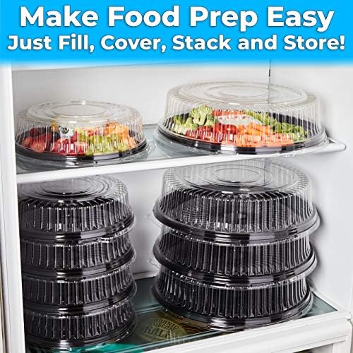 Heavy Duty, Recyclable 16 in. Serving Tray and Lid 3pk. Large, Black Plastic Party Platters with Clear Lids, alternate view 7