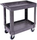 Heavy-Duty Rolling Storage Cart with Open Plastic Shelves and Tall Lip, 500 LB Capacity Utility Cart with Tray