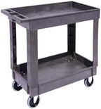 Heavy-Duty Rolling Storage Cart with Open Plastic Shelves and Tall Lip, 500 LB Capacity Utility Cart with Tray