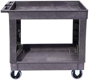 Heavy-Duty Rolling Storage Cart with Open Plastic Shelves and Tall Lip, 500 LB Capacity Utility Cart with Tray, alternate