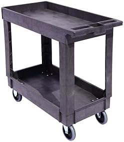 Heavy-Duty Rolling Storage Cart with Open Plastic Shelves and Tall Lip, 500 LB Capacity Utility Cart with Tray, alternate