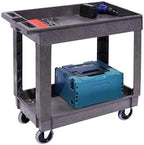 Heavy-Duty Rolling Storage Cart with Open Plastic Shelves and Tall Lip, 500 LB Capacity Utility Cart with Tray, alternate