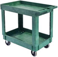 Heavy-Duty Rolling Storage Cart with Open Plastic Shelves and Tall Lip, 500 LB Capacity Utility Cart with Tray