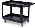 Heavy Duty Rolling Utility Cart, 2 Tier Service Cart with Wheels, Ergonomic Storage Handle, 550 LBS Capacity