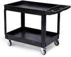 Heavy Duty Rolling Utility Cart, 2 Tier Service Cart with Wheels, Ergonomic Storage Handle, 550 LBS Capacity