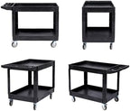 Heavy Duty Rolling Utility Cart, 2 Tier Service Cart with Wheels, Ergonomic Storage Handle, 550 LBS Capacity, alternate view