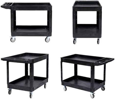 Heavy Duty Rolling Utility Cart, 2 Tier Service Cart with Wheels, Ergonomic Storage Handle, 550 LBS Capacity, alternate view