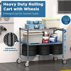 Heavy Duty Rolling Utility Cart, 45 Inch Kitchen Carts with Wheels, NSF Commercial Grade with Handle & Shelf, alternate view