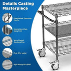 Heavy Duty Rolling Utility Cart, 45 Inch Kitchen Carts with Wheels, NSF Commercial Grade with Handle & Shelf, alternate view