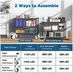 Heavy Duty Rolling Utility Cart, 45 Inch Kitchen Carts with Wheels, NSF Commercial Grade with Handle & Shelf, alternate view