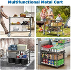 Heavy Duty Rolling Utility Cart, 45 Inch Kitchen Carts with Wheels, NSF Commercial Grade with Handle & Shelf, alternate view