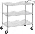Heavy Duty Rolling Utility Kitchen Cart on Wheels, Chrome Serving Cart Commercial Grade with Wire Shelving and