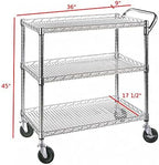 Heavy Duty Rolling Utility Kitchen Cart on Wheels, Chrome Serving Cart Commercial Grade with Wire Shelving and, alternate