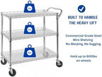 Heavy Duty Rolling Utility Kitchen Cart on Wheels, Chrome Serving Cart Commercial Grade with Wire Shelving and, alternate