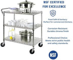 Heavy Duty Rolling Utility Kitchen Cart on Wheels, Chrome Serving Cart Commercial Grade with Wire Shelving and, alternate