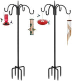 Heavy Duty Shepherds Hook 2 Pack 76" Four Hooks Adjustable (44/60/76") - Metal 5-Prong Base, 17lb Capacity
