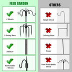Heavy Duty Shepherds Hook 2 Pack 76" Four Hooks Adjustable (44/60/76") - Metal 5-Prong Base, 17lb Capacity, alternate view 6