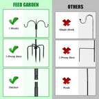 Heavy Duty Shepherds Hook 92" Double Hooks Adjustable (44/60/76/92") - Metal 5-Prong Base, 15lb Capacity - Easy, alternate