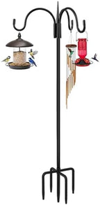Heavy Duty Shepherds Hook 92" Triple Hooks - Metal 5-Prong Base, Adjustable (44/60/76/92") - 15lb Capacity Bird