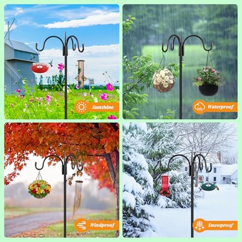 Heavy Duty Shepherds Hook 92" Triple Hooks - Metal 5-Prong Base, Adjustable (44/60/76/92") - 15lb Capacity Bird, alternate