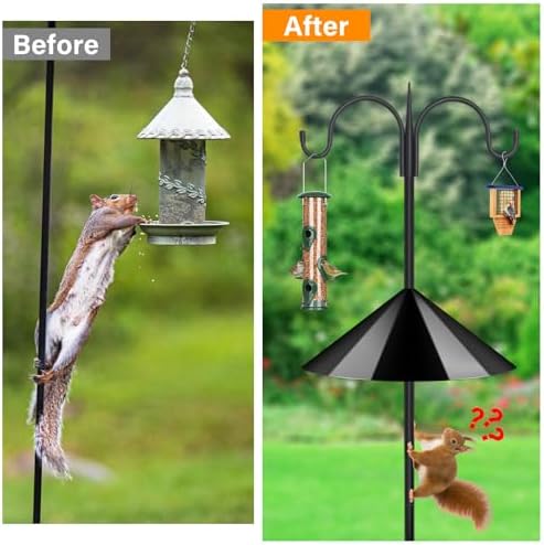 Heavy Duty Shepherds Hook Squirrel-Proof Bird Feeder Pole 108" Double Hooks 5-Prong Base & 19" Baffle for, alternate view 5