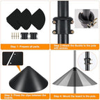 Heavy Duty Shepherds Hook Squirrel-Proof Bird Feeder Pole 108" Double Hooks 5-Prong Base & 19" Baffle for, alternate view 7