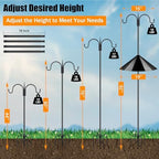 Heavy Duty Shepherds Hook Squirrel-Proof Bird Feeder Pole 92" Double Hooks 5-Prong Base & 19" Baffle for Outdoor, alternate