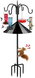 Heavy Duty Shepherds Hook Squirrel-Proof Bird Feeder Pole 92" Four Hooks 5-Prong Base & 19" Baffle for Outdoor
