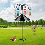 Heavy Duty Shepherds Hook Squirrel-Proof Bird Feeder Pole 92" Four Hooks 5-Prong Base & 19" Baffle for Outdoor, alternate