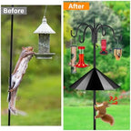 Heavy Duty Shepherds Hook Squirrel-Proof Bird Feeder Pole 92" Four Hooks 5-Prong Base & 19" Baffle for Outdoor, alternate