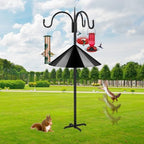 Heavy Duty Shepherds Hook Squirrel-Proof Bird Feeder Pole 92" Triple Hooks 5-Prong Base & 19" Baffle for Outdoor, alternate