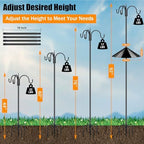 Heavy Duty Shepherds Hook Squirrel-Proof Bird Feeder Pole 92" Triple Hooks 5-Prong Base & 19" Baffle for Outdoor, alternate
