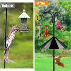 Heavy Duty Shepherds Hook Squirrel-Proof Bird Feeder Pole 92" Triple Hooks 5-Prong Base & 19" Baffle for Outdoor, alternate