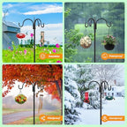 Heavy Duty Shepherds Hook Squirrel-Proof Bird Feeder Pole 92" Triple Hooks 5-Prong Base & 19" Baffle for Outdoor, alternate