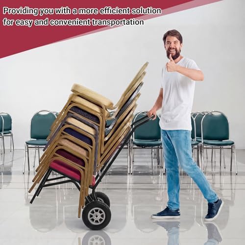 Heavy Duty Stacking and Banquet Chair Dolly Hand Truck with Oversized Rubber Wheels and Cushion for 8-10 Chairs, alternate