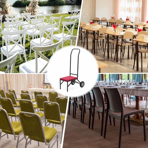 Heavy Duty Stacking and Banquet Chair Dolly Hand Truck with Oversized Rubber Wheels and Cushion for 8-10 Chairs, alternate
