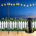 Heavy Duty String Light Poles 8 FT (2 Pack) - Outdoor Patio Deck Light Poles for Outside with Anchor Base and