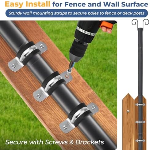 Heavy Duty String Light Poles 8 FT (2 Pack) - Outdoor Patio Deck Light Poles for Outside with Anchor Base and, alternate view