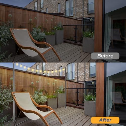 Heavy Duty String Light Poles 8 FT (2 Pack) - Outdoor Patio Deck Light Poles for Outside with Anchor Base and, alternate view