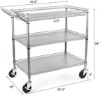 Heavy Duty Utility Cart, 990Lbs Capacity 3 Tier Rolling Carts with Wheels, Kitchen Cart on Wheels with Storage, alternate