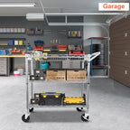 Heavy Duty Utility Cart, 990Lbs Capacity 3 Tier Rolling Carts with Wheels, Kitchen Cart on Wheels with Storage, alternate