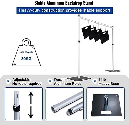Hecis 10x30Ft Pipe and Drape Stand, Heavy Duty Backdrop Stand, 6-10' Tall x 10-30' Wide Adjustable Pipe and, alternate view 6