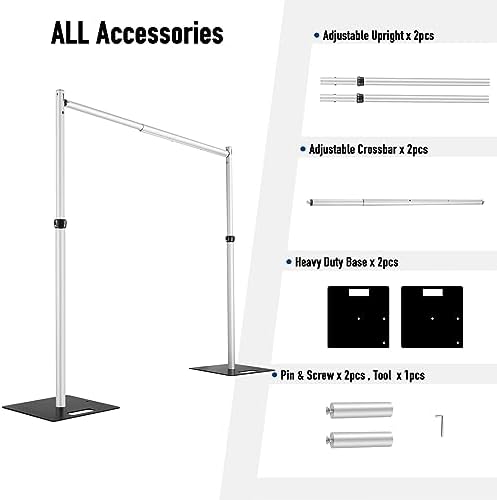 Hecis Heavy Duty Backdrop Stand, 10x10ft Pipe and Drape Stand Kit, Adjustable Arch Backdrop Stand, Back Drop, alternate view