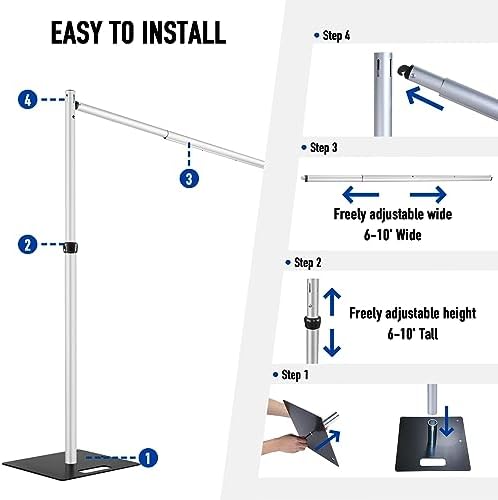 Hecis Heavy Duty Backdrop Stand, 10x10ft Pipe and Drape Stand Kit, Adjustable Arch Backdrop Stand, Back Drop, alternate view